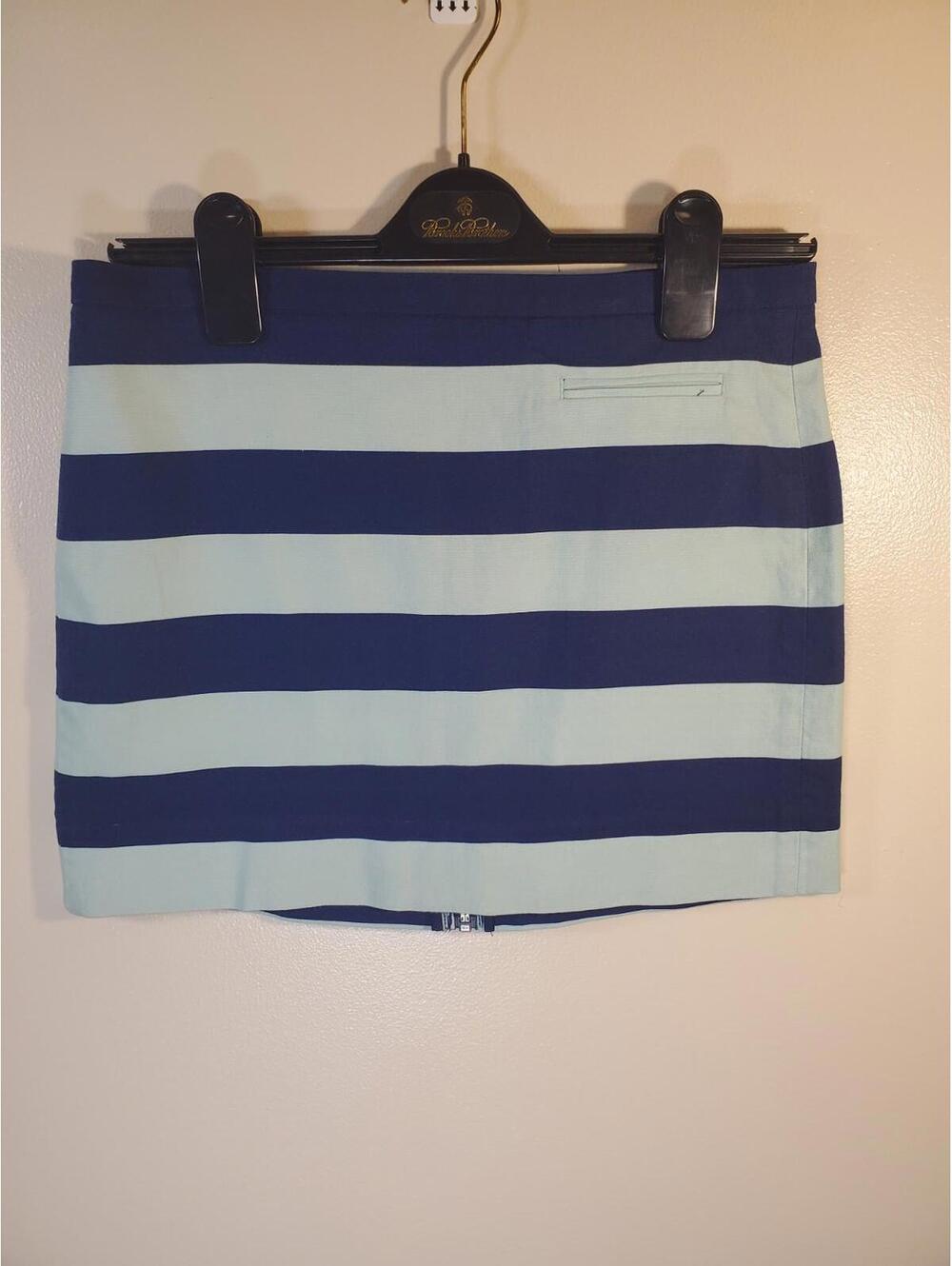 Gap womens navy/ green bold striped mini skirt zip back lined size 0 cotton